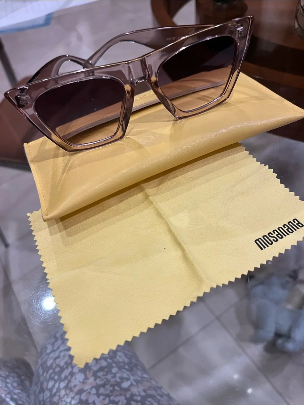Women's Clear Frame Sunglasses with Brown Lenses